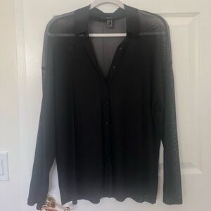 Forever 21 Black Sheer Button-Up Blouse